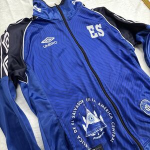 Umbro El Salvador 2021-2022 Anthem Track Jacket Blue Full Zip Logo Tape Mens  L